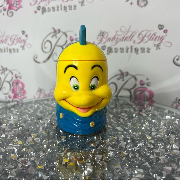 Disney mug cup flip top little mermaid flounder Fish Figurine Yellow Blue Decor - Picture 9 of 9